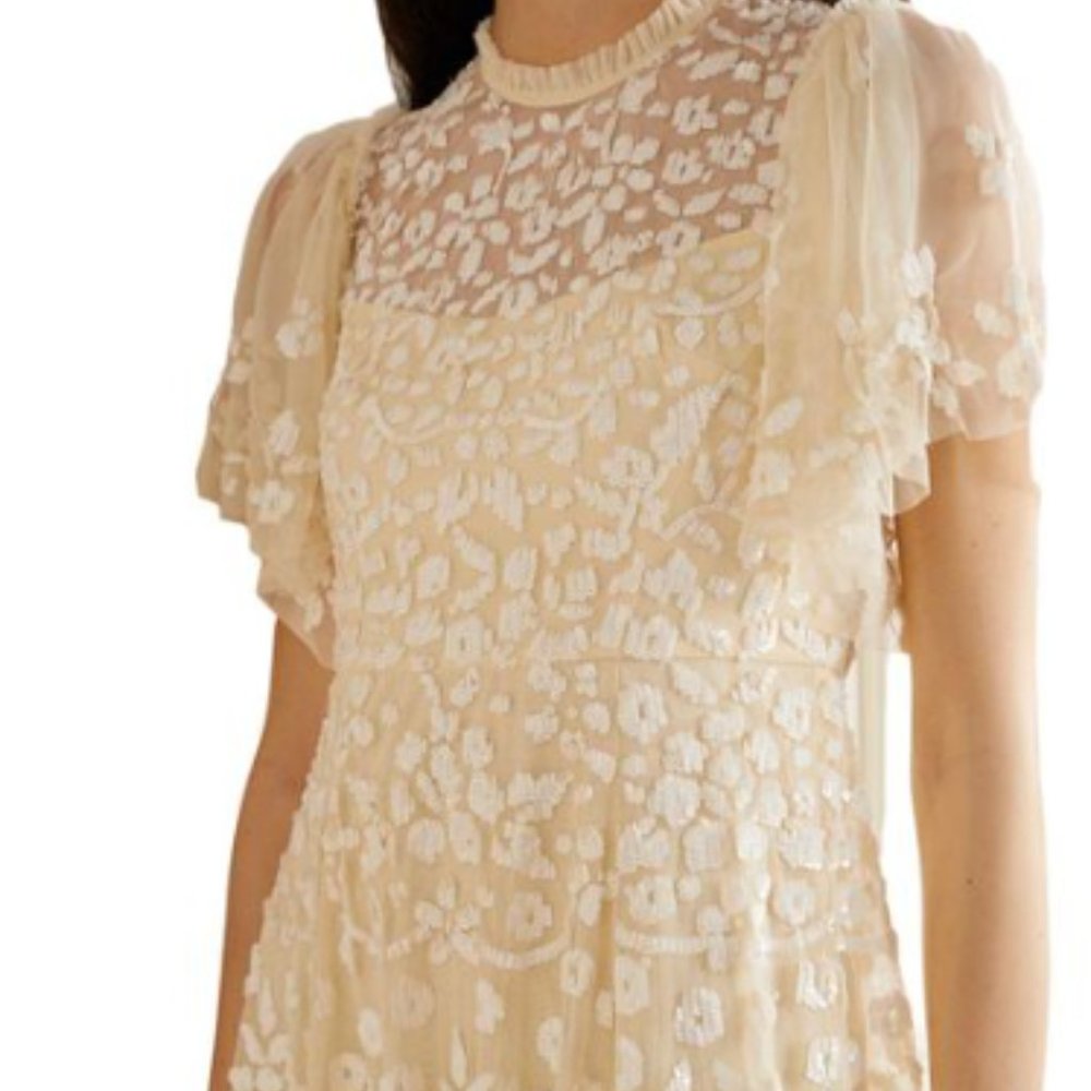 BHLDN Needle & Thread Yellow Sparkly Dress fits size US 4 or 6